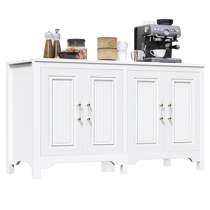 LAFGUR Buffet Sideboard Cabinet,Wood Kitchen Storage Cabinet with Adjustable Shelves,Modern Farmhouse Coffee Bar Cabinet for Kitchen, Dining Room, White