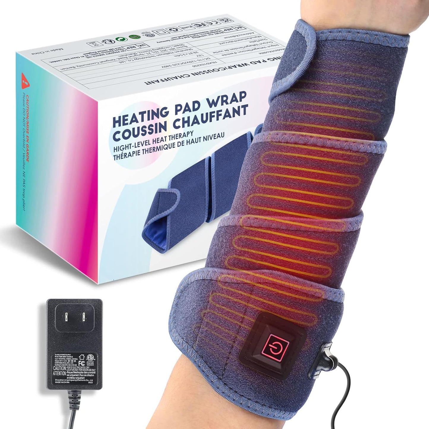 Heating Pad Wrap for Multiple Areas, 45x3.5in Extra Long Heated Arm Wrap, Portable Heat Brace for Wrist Elbows Arms Knee Ankle Leg, 3 Heat Settings All-around Body Warmer Heating Pad for Pain Relief