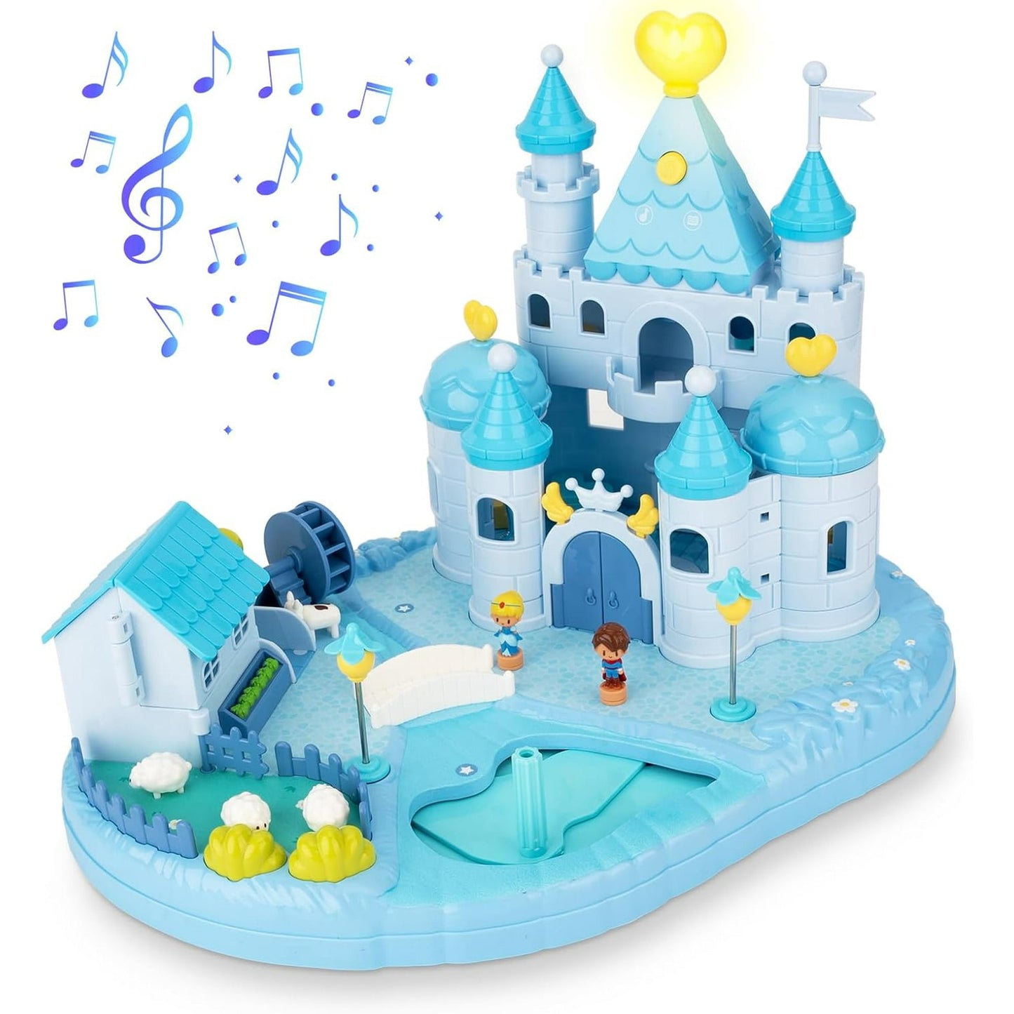 Princess Castle Toys Playset, Magnetic Princess Dream House with 2 Mini Figures, Ice and Snow Dollhouse DIY Building Castle with Light & Music for Pretend Play, Gift for Girls Toys Ages 3+