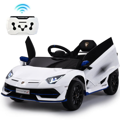 Electric Car for Kids 12V Licensed Lamborghini Sports Car ,Kids Toys with Remote Control, MP3 Player, LED Headlights & Hydraulic Doors
