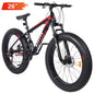 26" Fat Tire Mountain Bike,4" Non-Slip Wide Tires with 21 Speed,Dual Disc Brakes,Bicycle for Men and Women