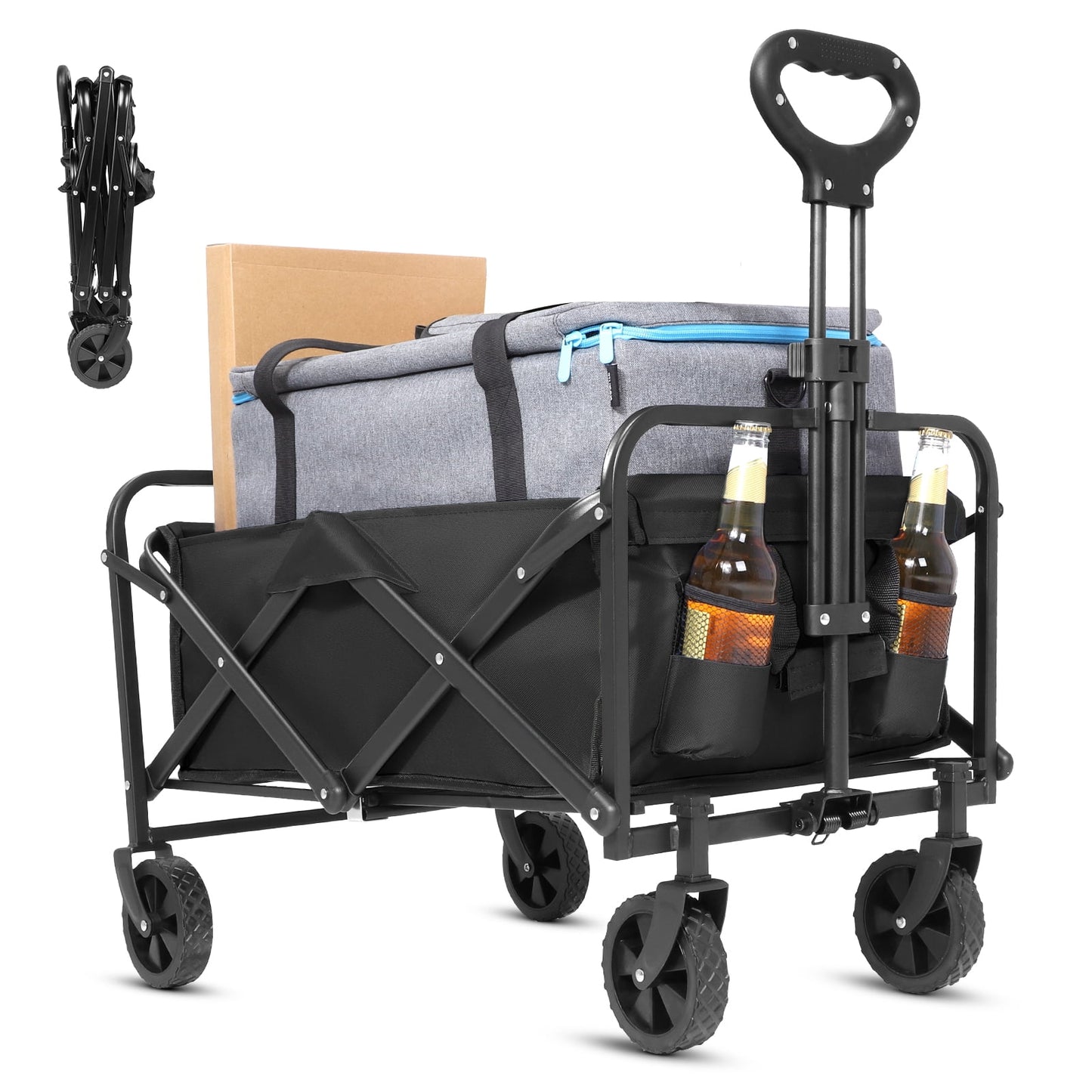 Collapsible Wagon,Foldable Garden Cart,Utility Grocery Shopping Cart for Camping,Sports