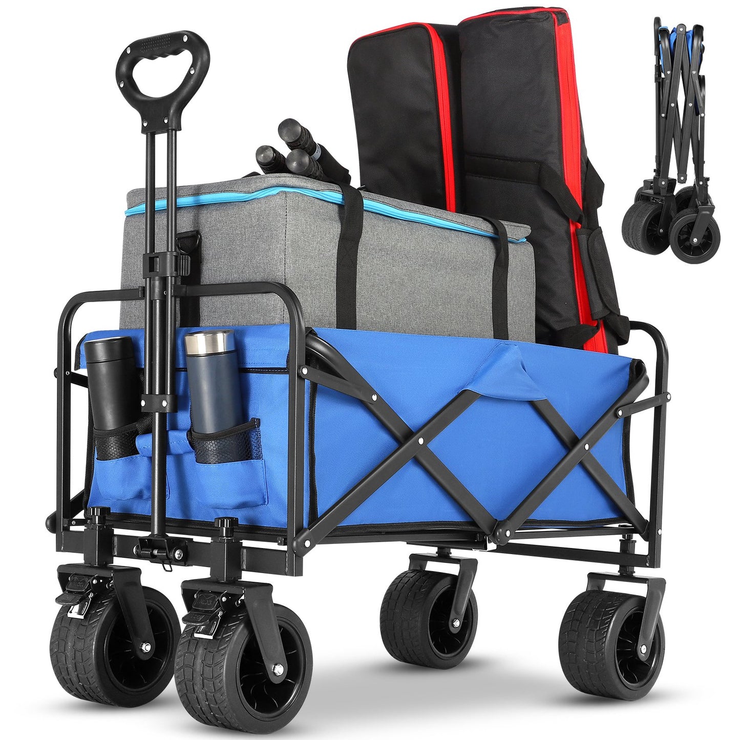 Collapsible Wagon,Foldable Garden Cart,Utility Grocery Shopping Cart for Camping,Sports