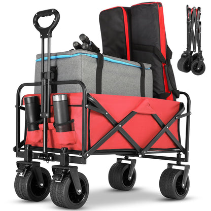 Collapsible Wagon,Foldable Garden Cart,Utility Grocery Shopping Cart for Camping,Sports