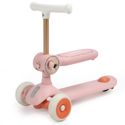 Kids Scooter with Removable Seat & 3 Extra Wide PU Light-Up Wheels, Adjustable Height Handlebar Kick Scooter for Kids Ages 2-12