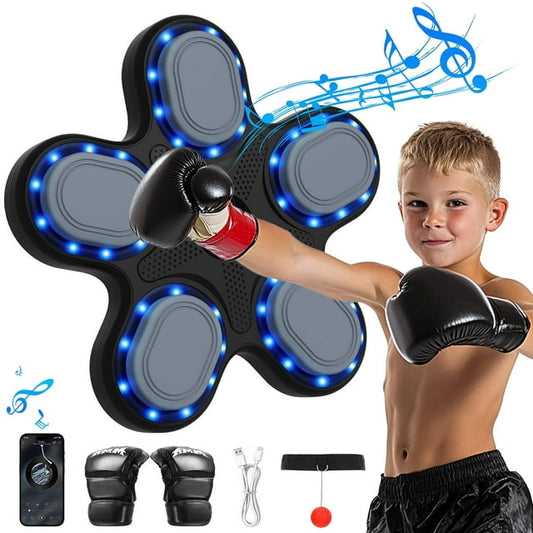Music Boxing Machine for Kids, Boxing Equipment with Gloves, Punching Machine for Boys & Girls