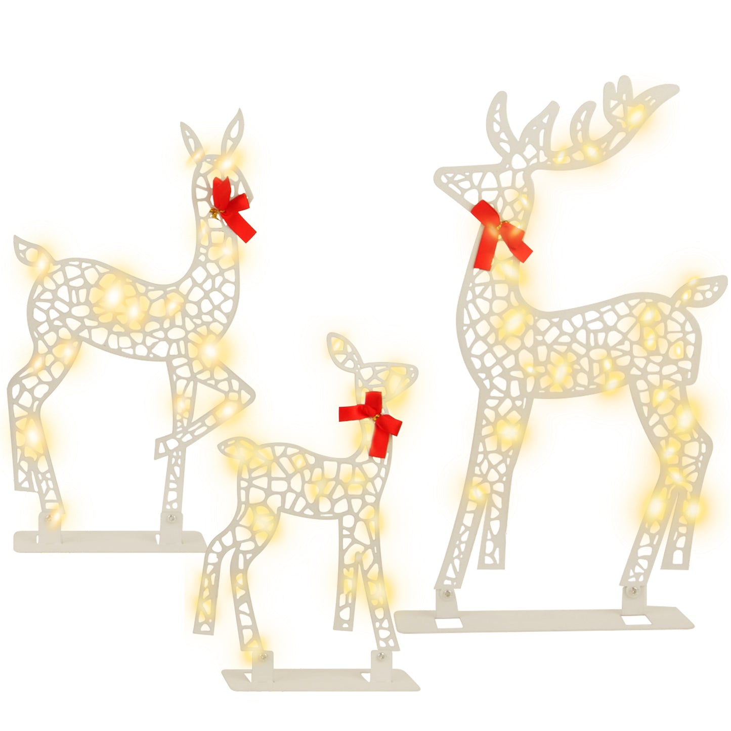 3 Piece Lighted Christmas Deer Set Outdoor Yard Decoration with 360 LED Lights, Home Warm White Light for Christmas Xmas Gift