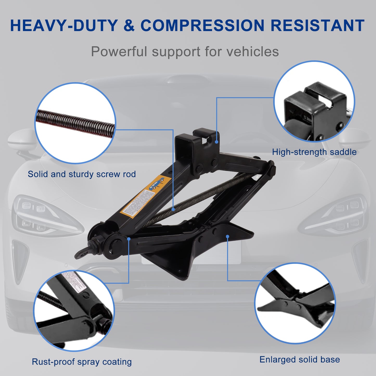 Portable Heavy Duty Steel Scissor Jack 2Ton (4409lbs) Car Auto Changing Tires Tools