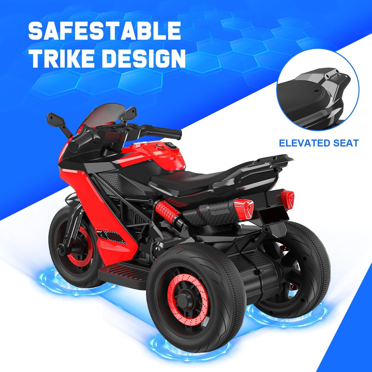 12V Motorcycle for Kids, Electric Motorcycle with 3 Wheels&Music ,Ride on Toys for Boy Girl