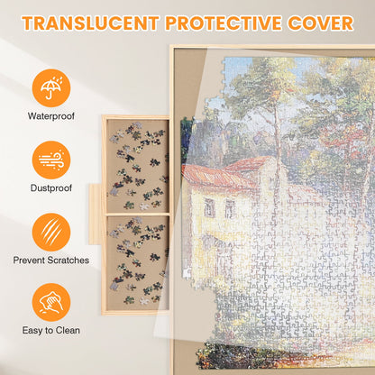 1500 Piece Puzzle Board With Folding Legs And 2 Sliding Drawers,34" X 26" Wooden Jigsaw Puzzle Table,Wood Puzzle Tray For Adults