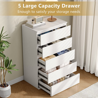 LAFGUR 5 Drawer Dresser for Bedroom, Modern Chest of Drawers, Wood Living Room Storage Cabinet,Black