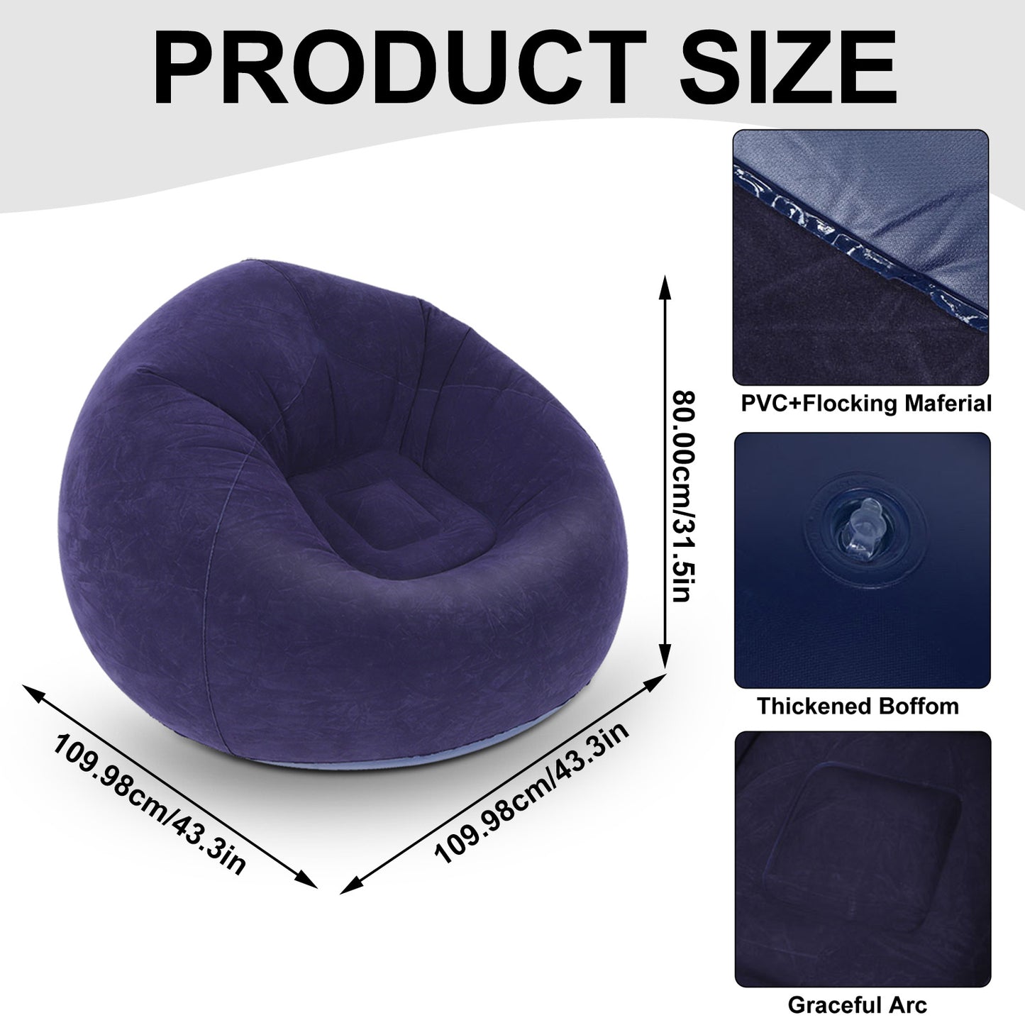 Inflatable Lounger,Ultra Soft Inflatable Single Spherical Sofa Chair for Dorm Room Outdoor Travel Camping Picnic,Inflatable Sofa