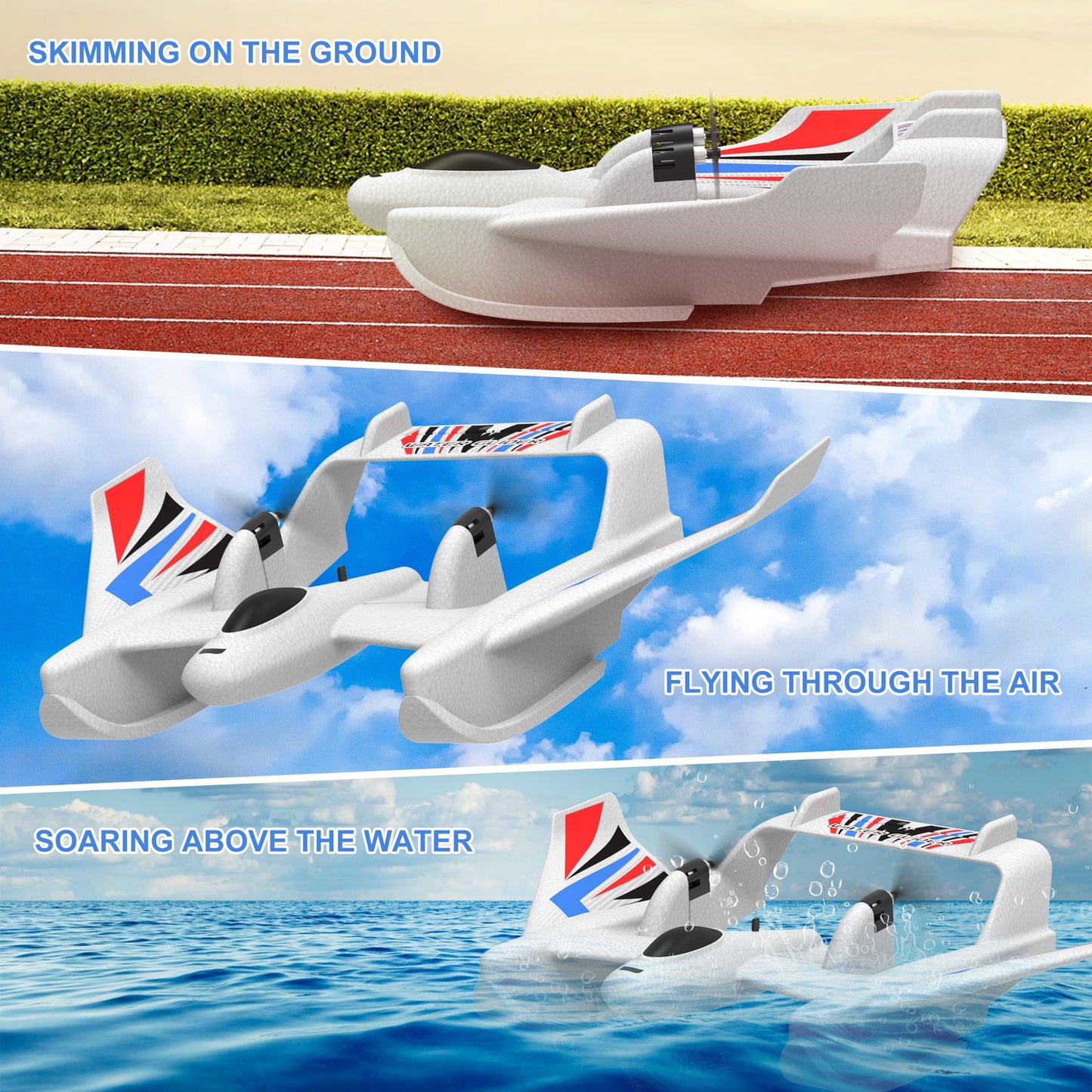 RC Plane Toy 2.4GHz Remote Control Airplane w/ 2 Batteries & 3-axis Gyro Stabilizer, RC Boat Aircraft 2CH Ready to Fly Foam RC Glider Toy for Kids Adults