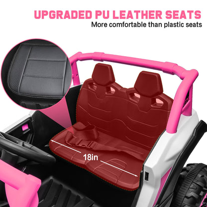 KALNUR 24V Ride on Toys with Remote Control,4WD Ride on Car for Kids, Electric UTV with PU Leather 2 Seater,3-8Years