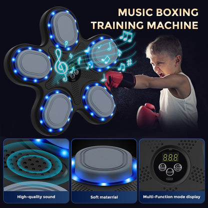 Music Boxing Machine for Kids, Boxing Equipment with Gloves, Punching Machine for Boys & Girls