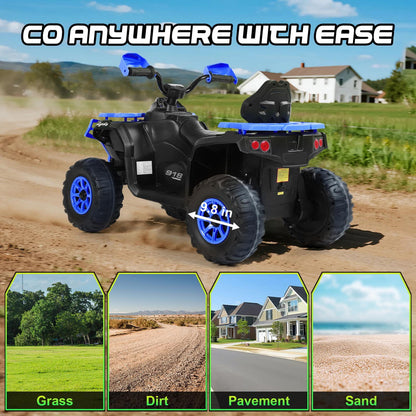 Kids ATV 4 Wheeler, 24V Ride on Toys with 2 Seater, Electric Car w/ Bluetooth/MP3 ,and Flag,Blue