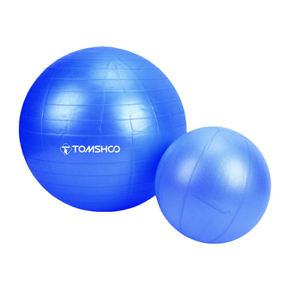 FAGINEY Non-Slip Exercise Ball Set Extra Thick Yoga Ball with Pilates Ball for Home Gym Office, Blue
