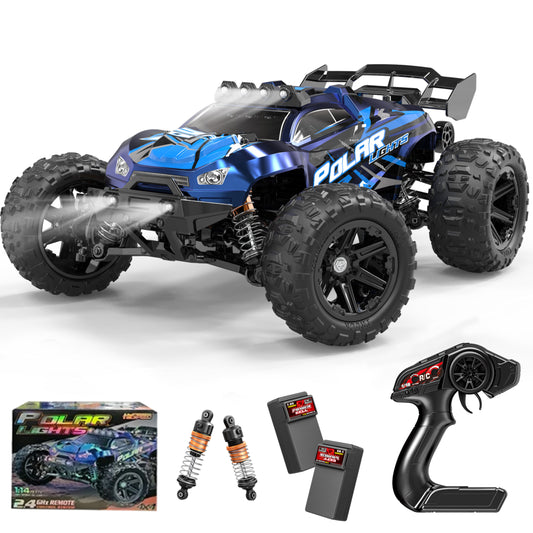 RC Cars for Adults Fast 60+KM/H 1:14 Waterproof Off-Road RC Truck 4WD All Terrain High-Speed Remote Control Car Toy Gifts for Kids Boys, 2 Batteries