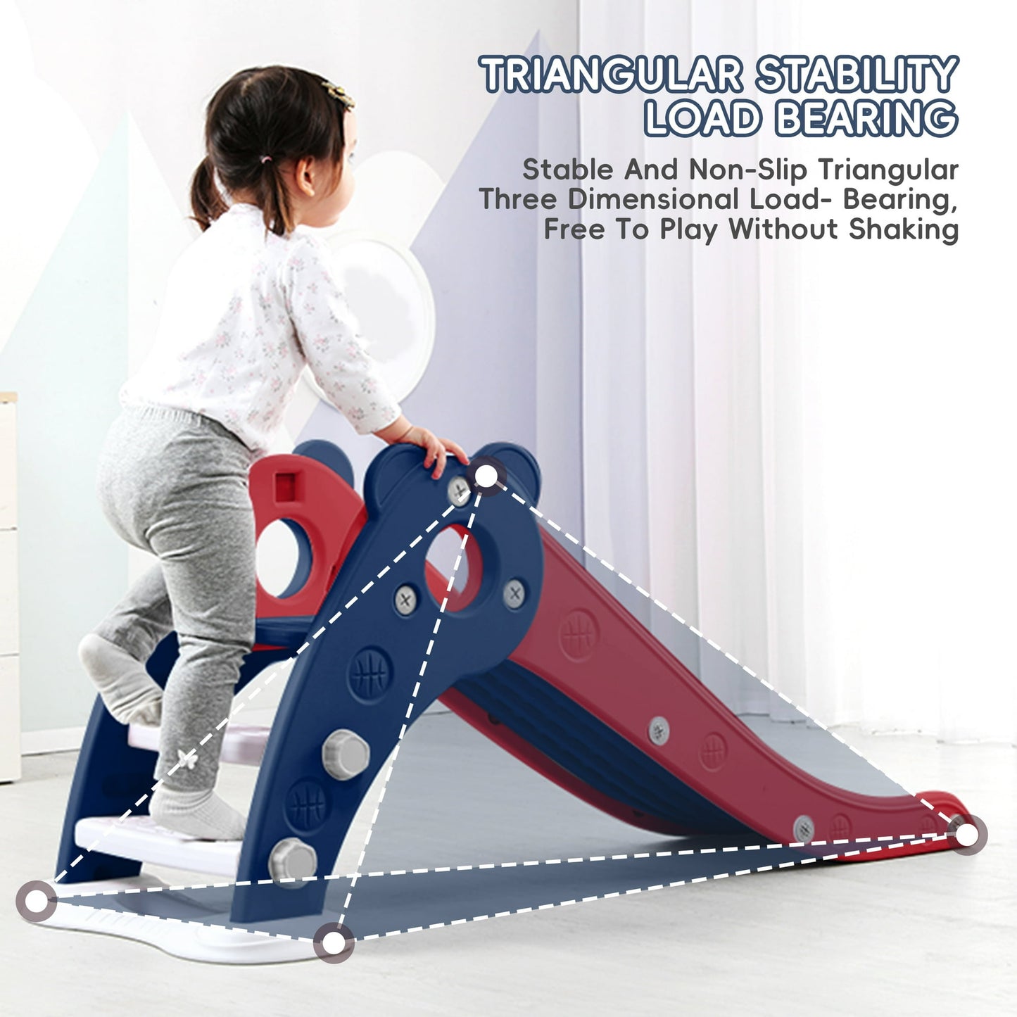 Crtynell 2024 Kids Slide for Toddlers Age 1-3 Indoor Baby Plastic climbing toys children's playground(Red+blue)