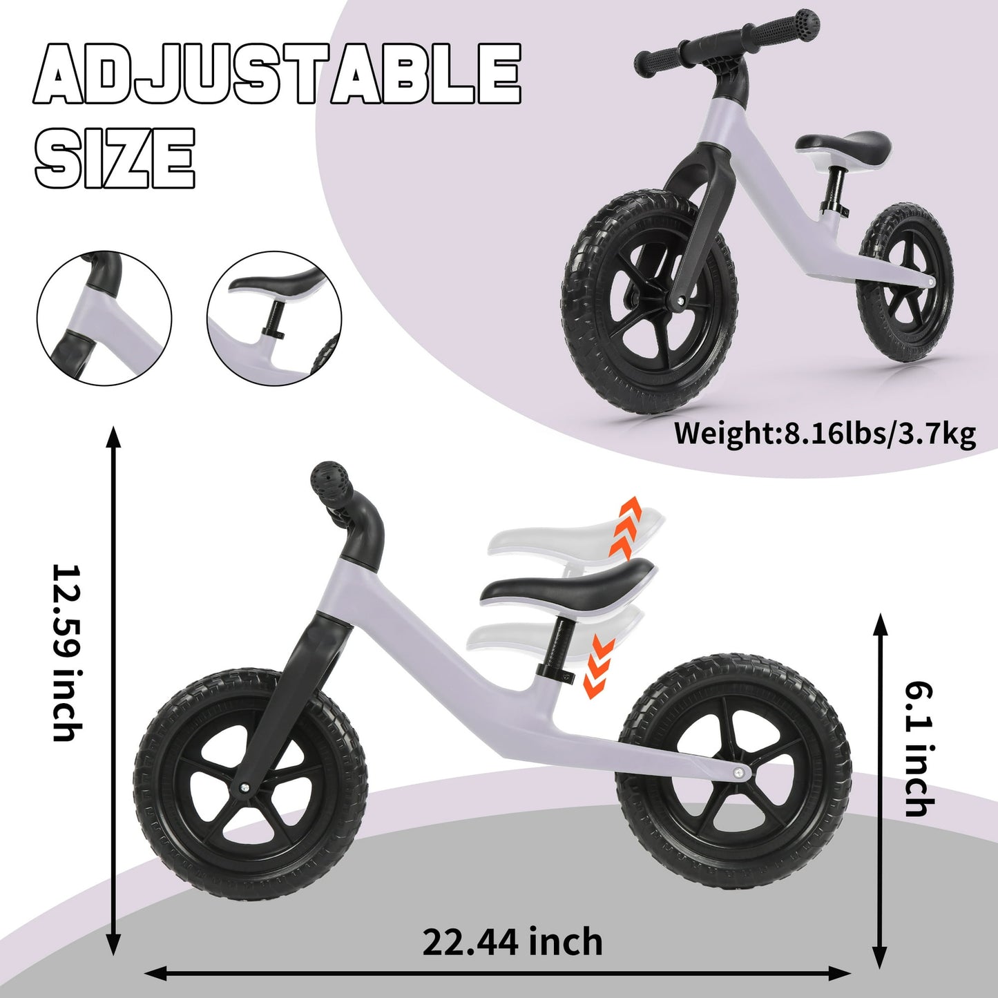Toddler Balance Bike for 24 Months to 5 Years Old 12" Kids Balance Bicycle Gift for Age 2-3 Boys Girls