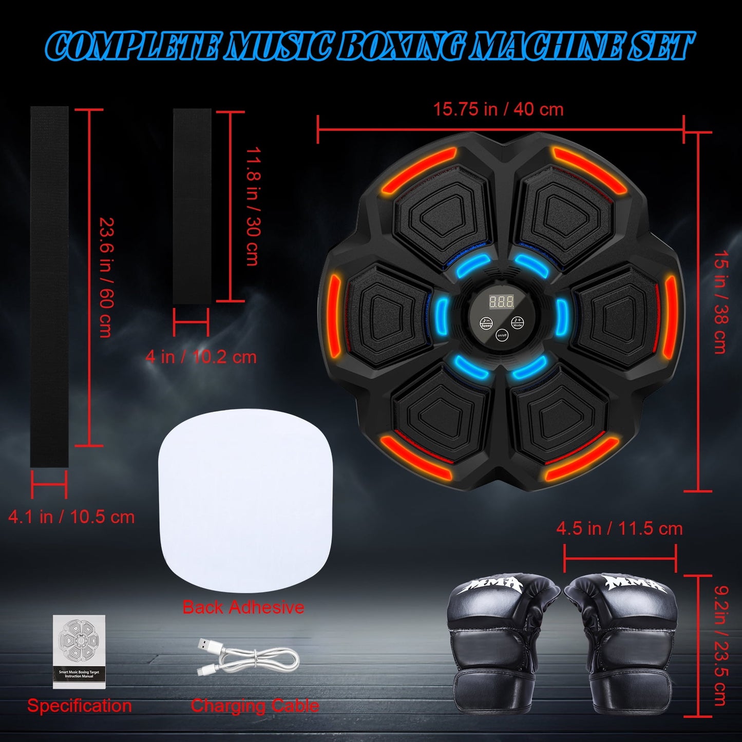New Smart Music Boxing Machine with Boxing Gloves, Bluetooth Training Machine with LED Electronic Wall Mounted, Music Boxing Target Workout Punching Equipment for Kids and Adults