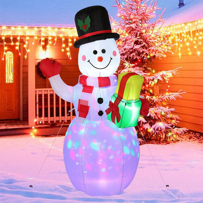 5ft Christmas Inflatable Snowman with Gift Box, Blow Up Christmas Decoration with LED Lights for Holiday Garden Decorations