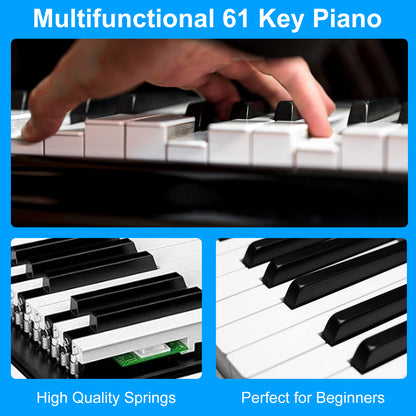 61 Keys Keyboard Piano, Electric Piano with Microphone Built-In Speaker 6 Demo Songs Gift Musical Instrument for Beginners, Teens, Adult (Black)