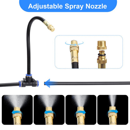 65Ft Drip Irrigation System,Upgrade 360° Adjustable Garden Irrigation Kit with 20pcs Copper Nozzles for Outdoor Plants, Lawn & Garden Use