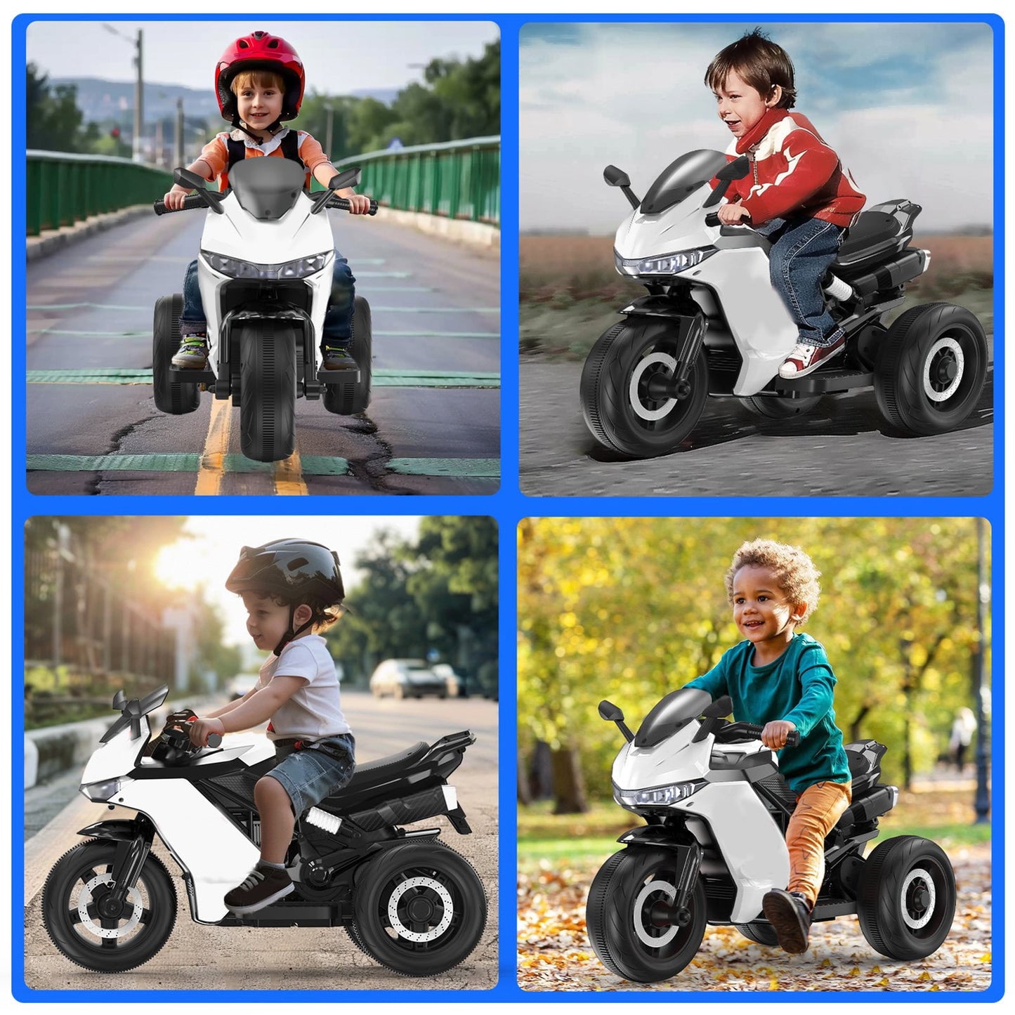 KALNUR 12V Motorcycle for Kids, Electric Motorcycle with 3 Wheels&Music ,Ride on Toys for Boy Girl