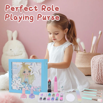 Washable Children Makeup Set for Little Girls Birthday Christmas Gift Toy Makeup Toys for 4 5 6 7 8 9 10 Years Old Girls (13 Pcs)