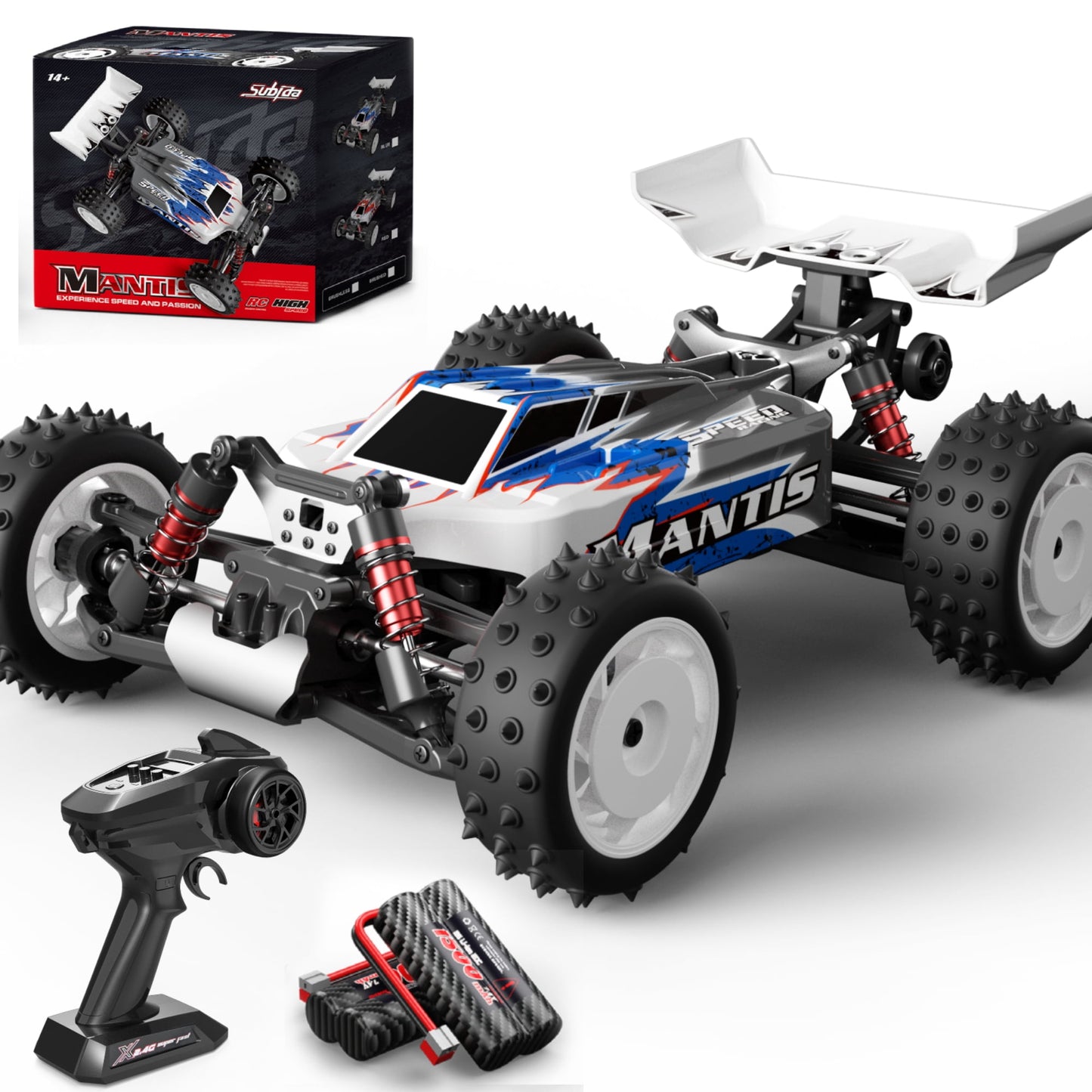 Fast RC Cars Max 55+KMH Remote Control Car for Boys Adults Off-Road RC Truck 1:16 4WD RC390 Motor 2.4G High Speed Racing Car Toy for Kids, 2 Batteries