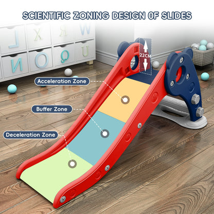 Crtynell 2024 Kids Slide for Toddlers Age 1-3 Indoor Baby Plastic climbing toys children's playground(Red+blue)