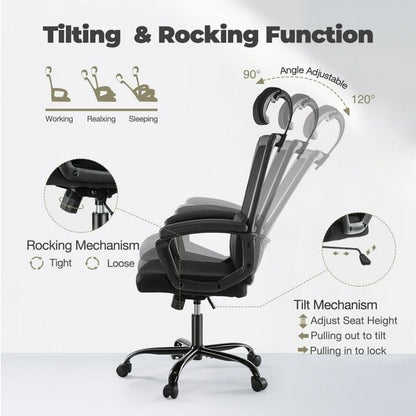 High Back Office Chair,Mesh Ergonomic Swivel Desk Chair Computer Chair with Lumbar Support for Home Office, Black