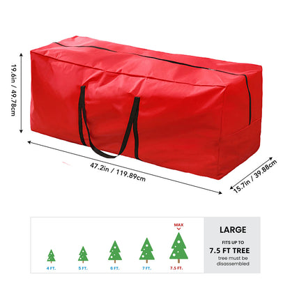 3 Pack Christmas Tree Storage Bag for 7.5 Ft Artificial Trees Up, Waterproof with Reinforced Carrying Handles, Xmas Holiday Garland Bag Storage Case (Red)