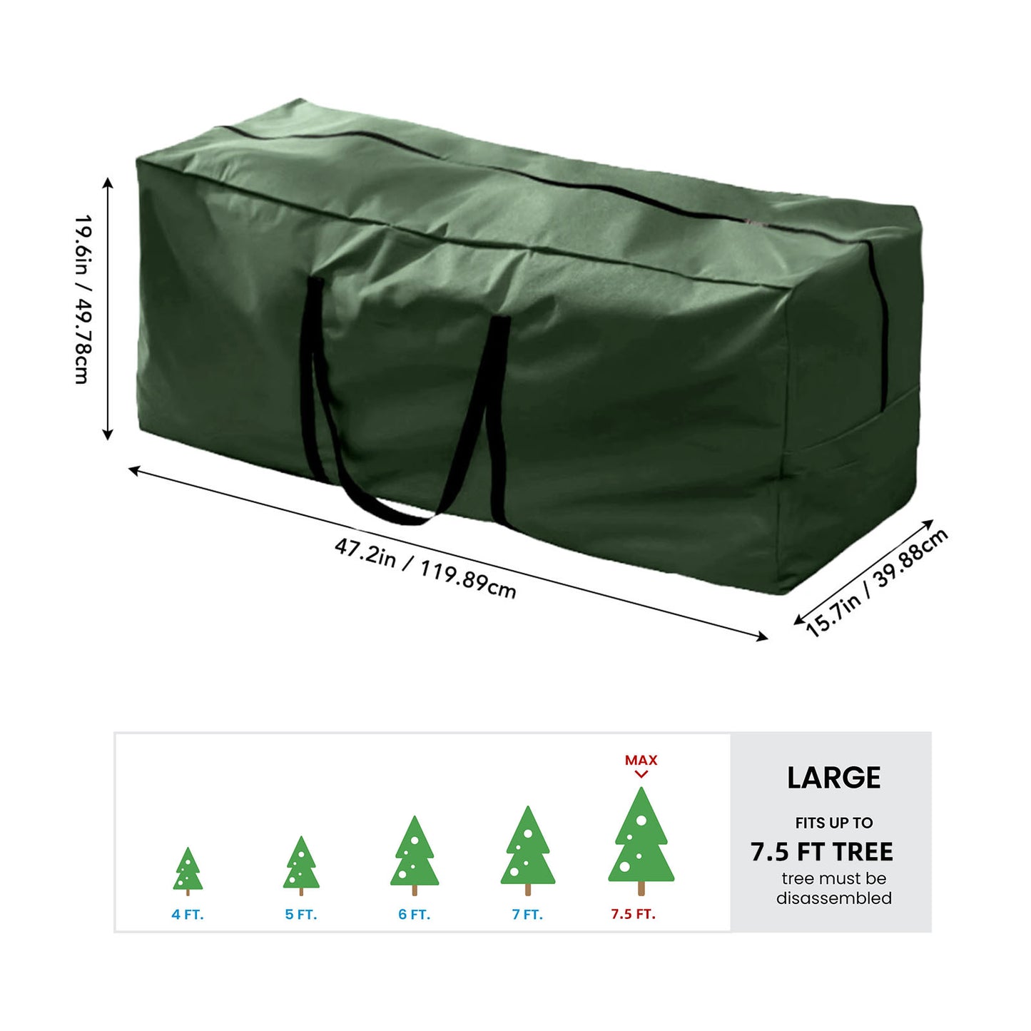 3 Pack Christmas Tree Storage Bag for 7.5 Ft Artificial Trees Up, Waterproof with Reinforced Carrying Handles, Xmas Holiday Garland Bag Storage Case (Green)