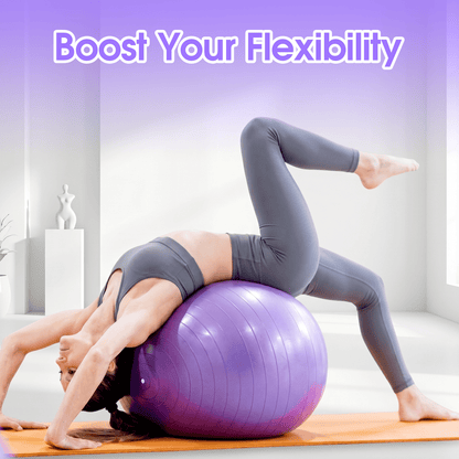 FAGINEY Non-Slip Exercise Ball Set Extra Thick Yoga Ball with Pilates Ball for Home Gym Office, Purple