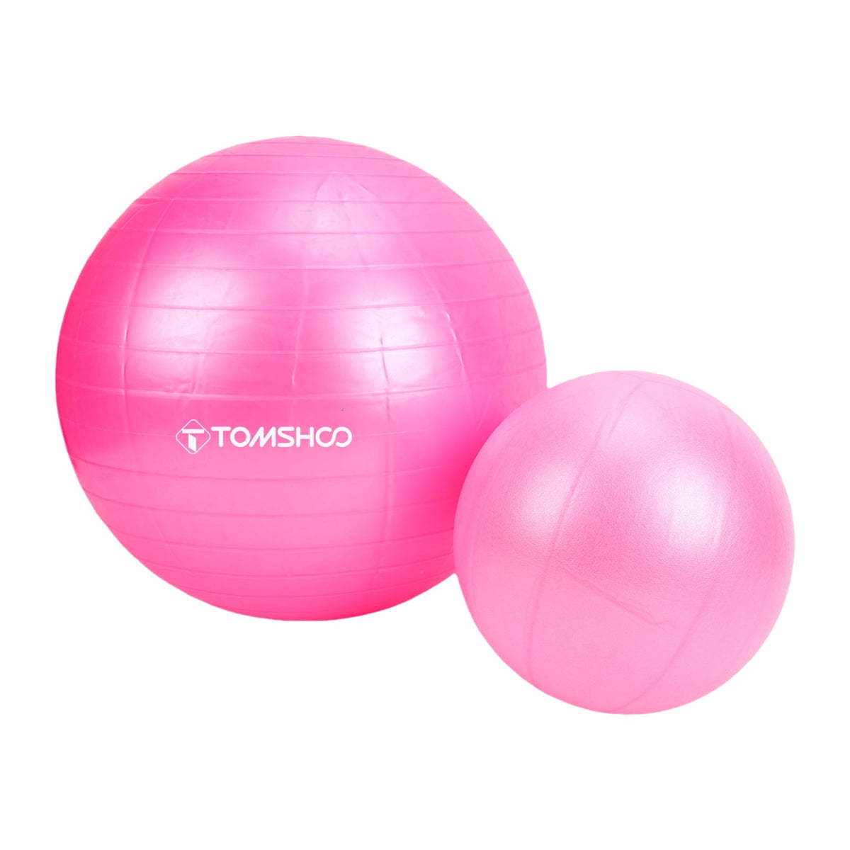 FAGINEY Non-Slip Exercise Ball Set Extra Thick Yoga Ball with Pilates Ball for Home Gym Office, Pink