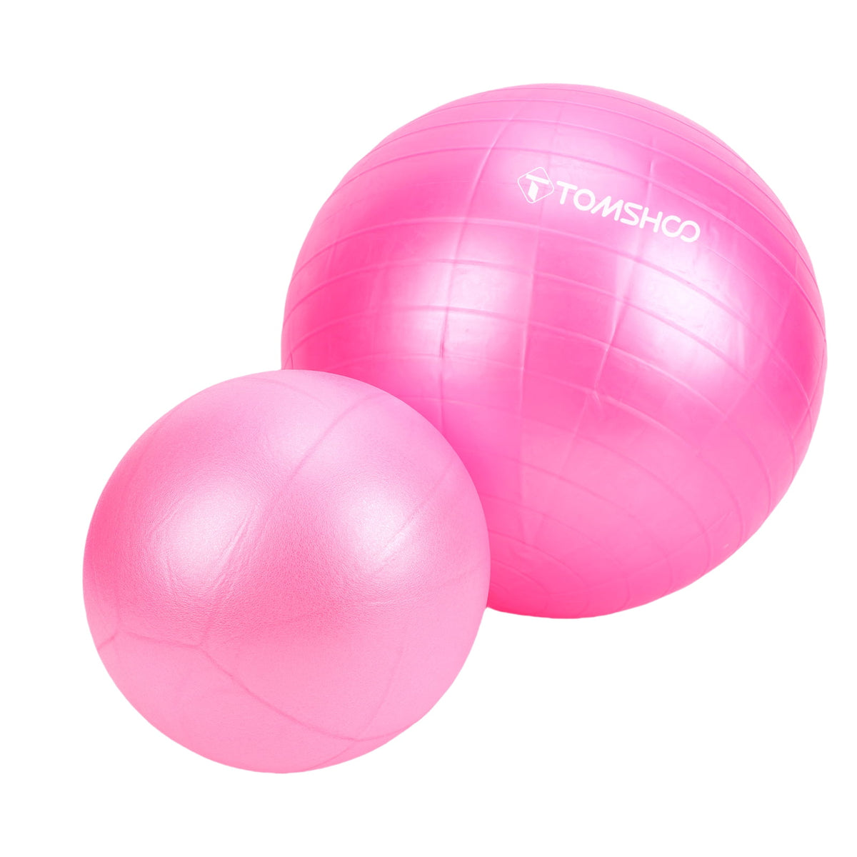 FAGINEY Non-Slip Exercise Ball Set Extra Thick Yoga Ball with Pilates Ball for Home Gym Office, Pink