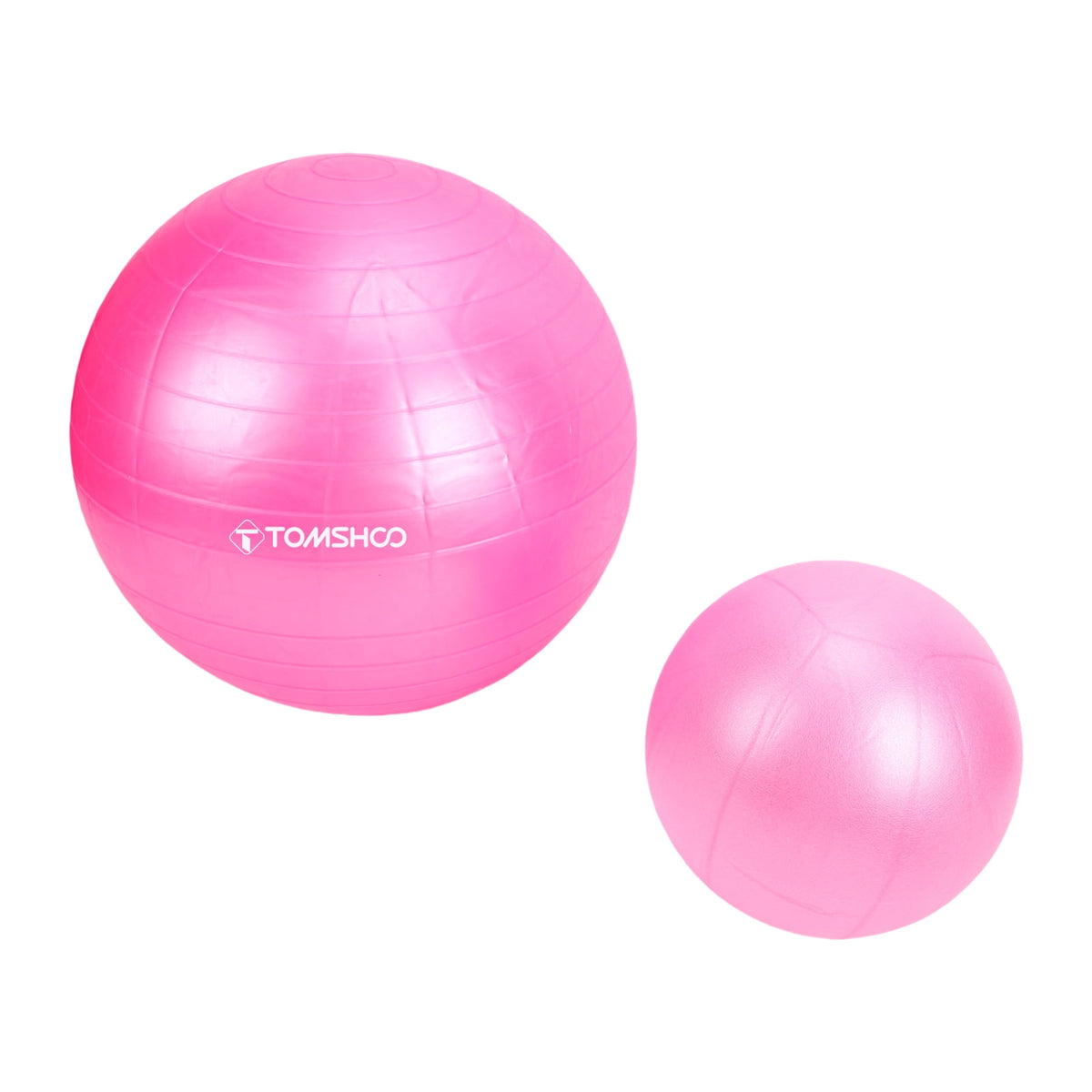 FAGINEY Non-Slip Exercise Ball Set Extra Thick Yoga Ball with Pilates Ball for Home Gym Office, Pink