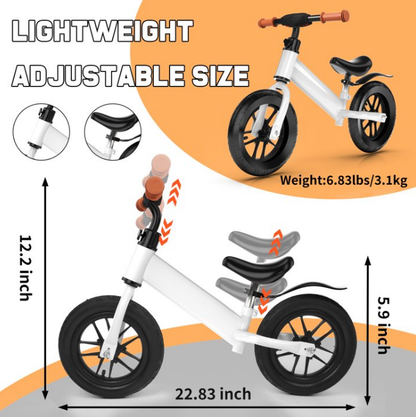 Kids 12'' Balance Bike Ride with Lighting up Wheels No Pedal Bike for Toddlers Age 2-5