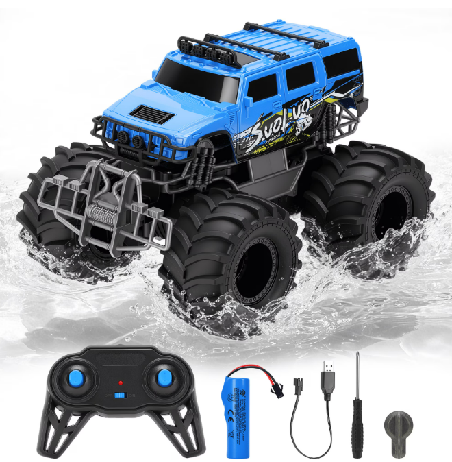 1:16 Scale RC Car Amphibious Remote Control Car Truck All Terrain Toy Vehicle Off Road Truck for Kids 6-12, Blue