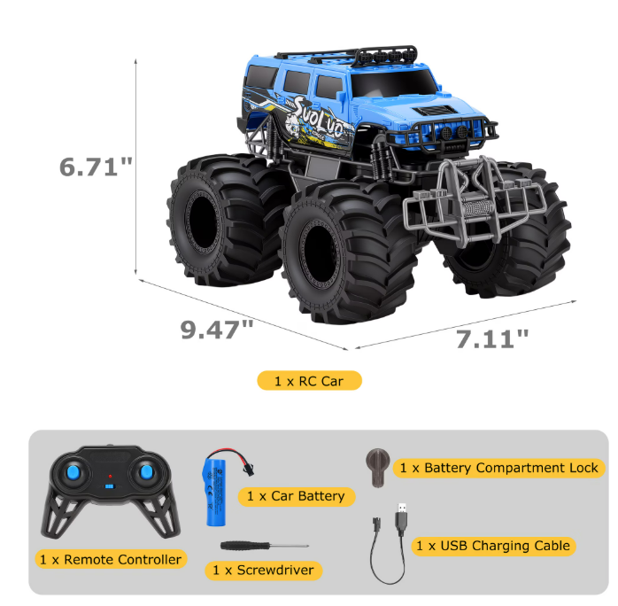 1:16 Scale RC Car Amphibious Remote Control Car Truck All Terrain Toy Vehicle Off Road Truck for Kids 6-12, Blue