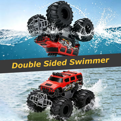 1:16 Scale RC Car Amphibious Remote Control Car Truck All Terrain Toy Vehicle Off Road Truck for Kids 6-12, Red