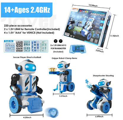STEM Building Toys for Boys Remote Control & Programmable Robots Building Kit 3-in-1 DIY Mechanical Coding Robot Gifts for Kids Ages 8-14+