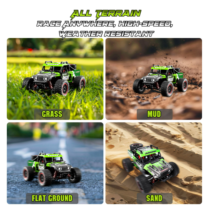 RC Cars 1:14 4WD High Speed Remote Control Truck 60+km/h Fast All Terrain Off Road RC Truck Toy Gifts for Kids Adults, 2 Batteries