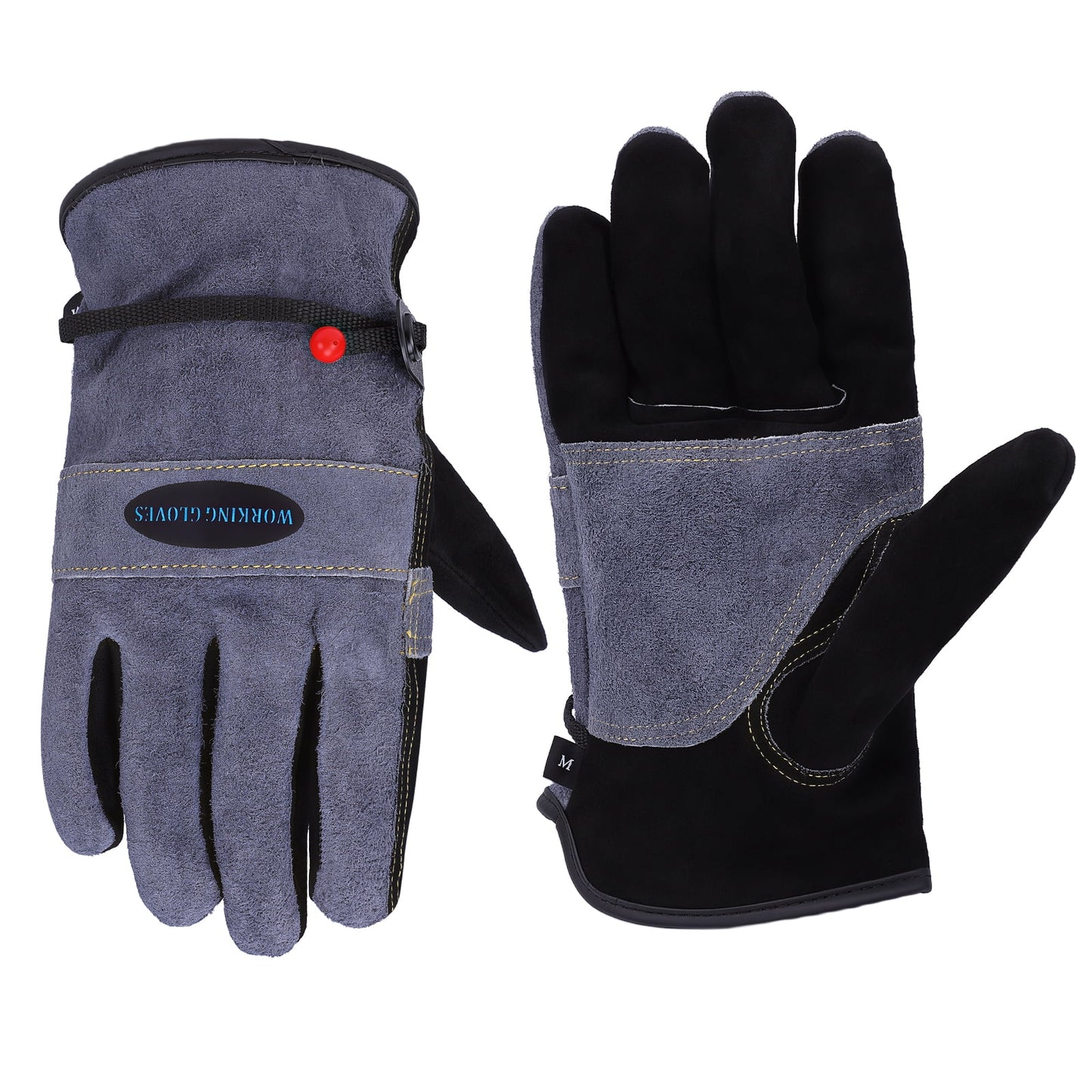 FAGINEY Leather Work Gloves for Men Women Cowhide Cotton Lined for Gardening Welding Construction Chainsaw Farm Work